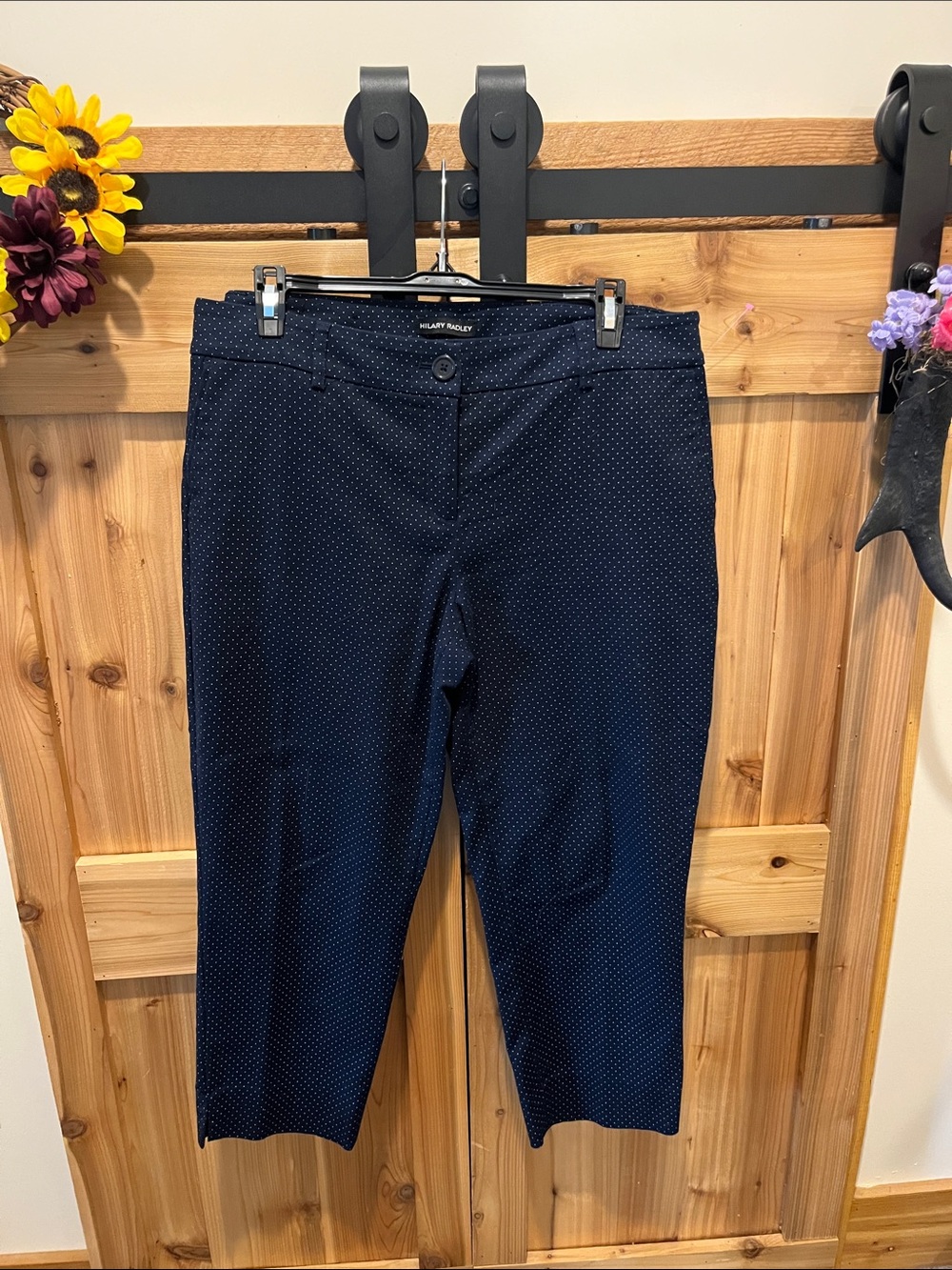 Hilary Radley Navy with White Polka Dot Ankle Pants